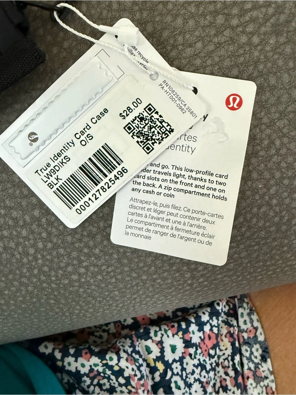 lululemon athletica Black Zip Card & Key Holder